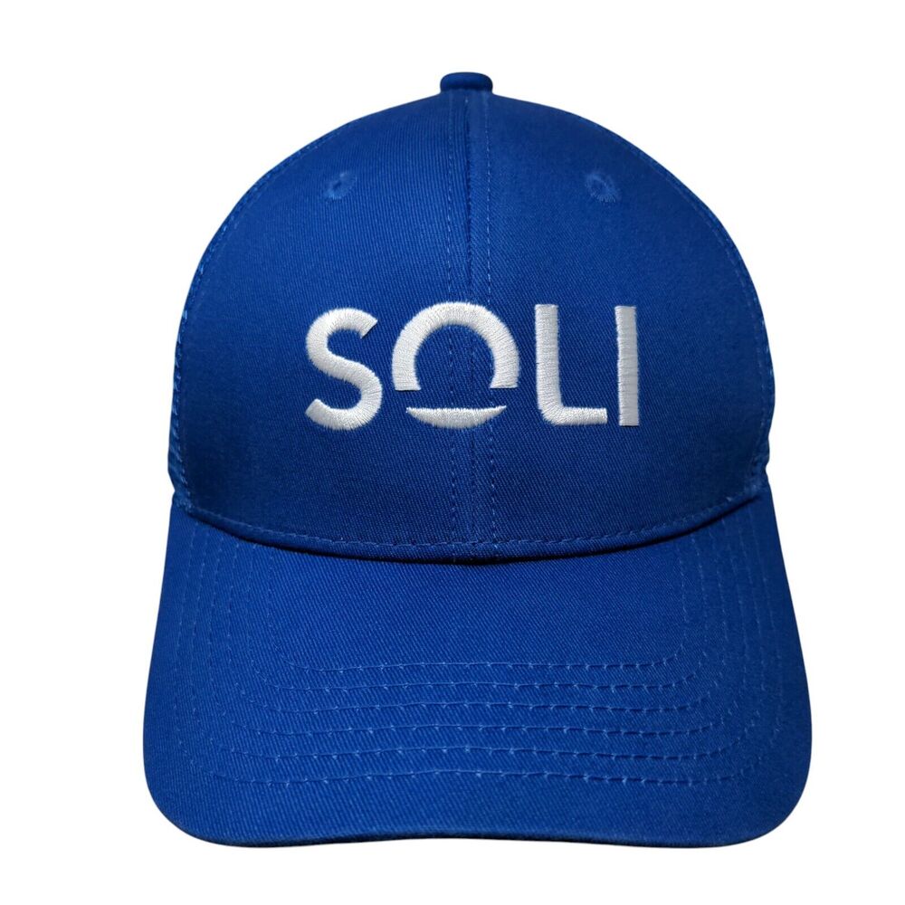 Soli Snapback Mesh Back Trucker Hat Blue One Size Solid Adjustable